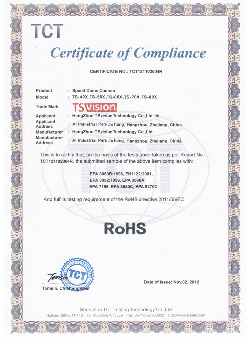 ROHS certificates